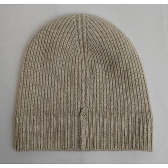 J. Crew Cashmere Rib-Knit Beanie One Size Oatmeal Beige 100% Fold-Over #J5576 main image 9